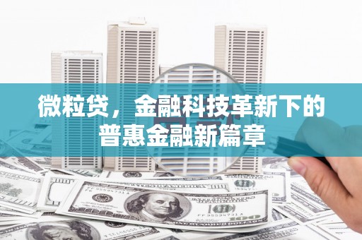 张掖微粒贷，金融科技革新下的普惠金融新篇章