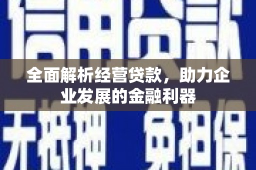 张掖全面解析经营贷款，助力企业发展的金融利器