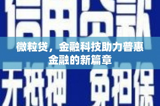 张掖微粒贷，金融科技助力普惠金融的新篇章