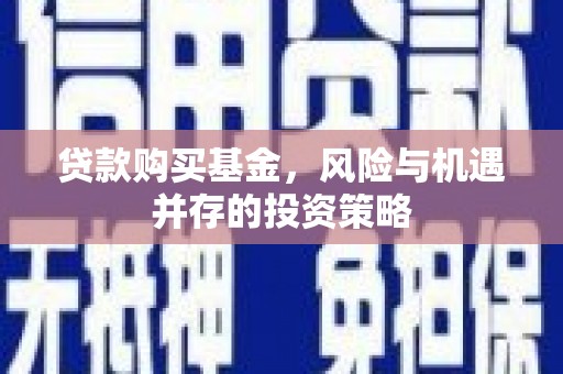 张掖贷款购买基金，风险与机遇并存的投资策略