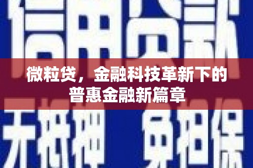 张掖微粒贷，金融科技革新下的普惠金融新篇章