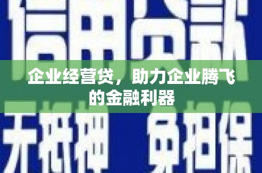 张掖企业经营贷，助力企业腾飞的金融利器