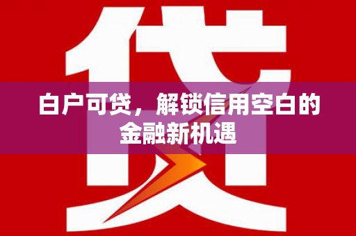 张掖白户可贷，解锁信用空白的金融新机遇