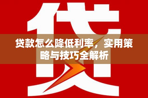 张掖贷款怎么降低利率，实用策略与技巧全解析