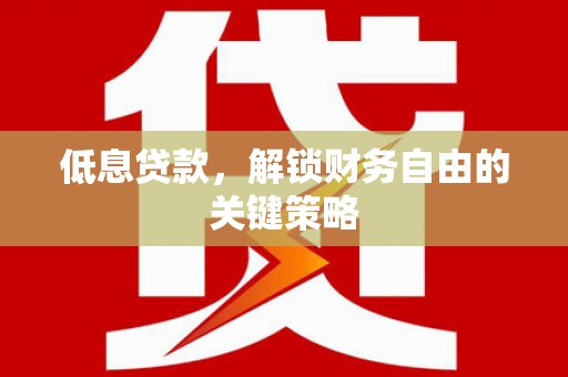 张掖低息贷款，解锁财务自由的关键策略