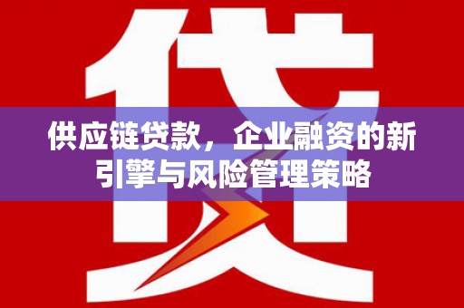 张掖供应链贷款，企业融资的新引擎与风险管理策略
