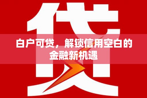 张掖白户可贷，解锁信用空白的金融新机遇