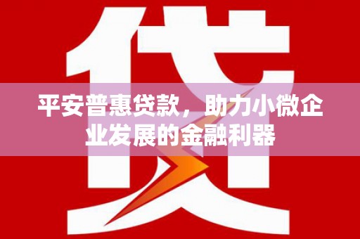 张掖平安普惠贷款，助力小微企业发展的金融利器