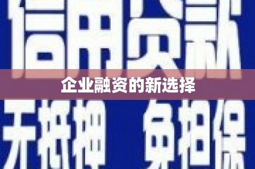 张掖企业融资的新选择