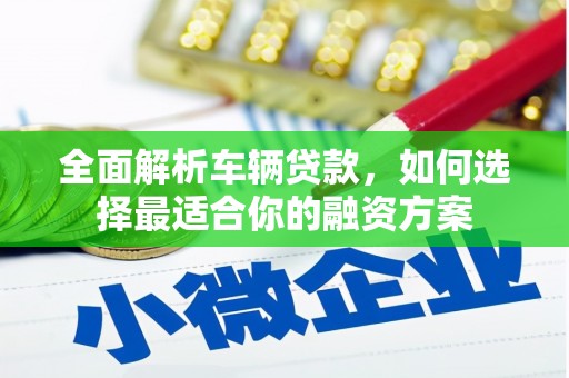张掖全面解析车辆贷款，如何选择最适合你的融资方案