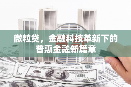 张掖微粒贷，金融科技革新下的普惠金融新篇章
